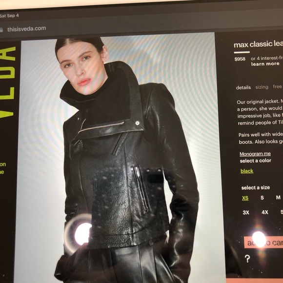 Veda petite taupe brown leather jacket XS at - Picture 5 of 5